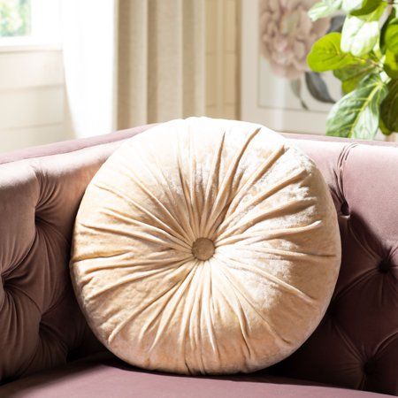 Shop Safavieh at Walmart. Save Money. Live Better. Safavieh Caramia 15" x 15" Round Tufted Plush Pillow Elevate any space in hotel suite fashion with this exquisite Caramia Accent Pillow. Colored in rich, elegant cream, this indulgently soft circular throw pillow has a subtle, refined sheen, wonderfully showcased in plush, folded textures. Features a convenient zipper for easy-access care and cleaning. Size: 15 in. x 15 in. Round.  Color: Beige. 70s Bedroom, Tan Pillow, Pink Dorm, How To Clean Pillows, Hotel Suite, Rug Direct, Round Pillow, Knitted Throws, Throw Pillow Sets