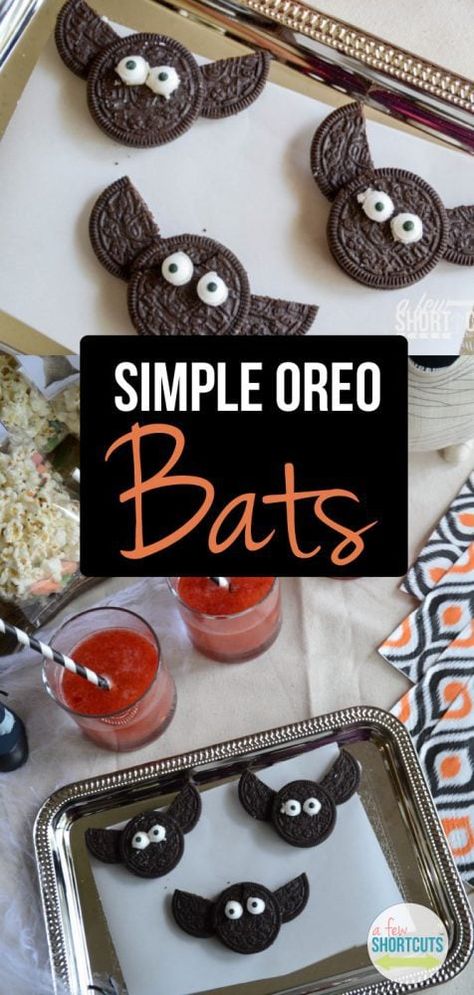 Oreo Bats, Halloween Oreos, Kids Halloween Food, Fun Halloween Treats, Halloween Class Party, Cookie Craft, Halloween Treats For Kids, Halloween Treats Easy, Not The Only One