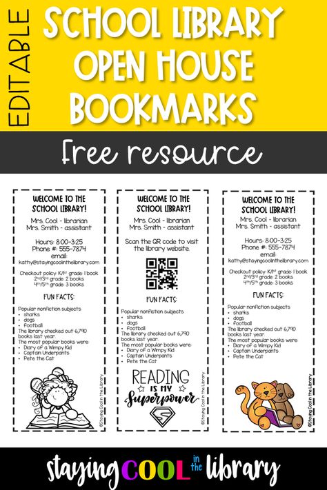 Library Newsletter Ideas, Library Open House, Library Printables, Library Competition, Librarian Ideas, Library Assistant, Library Bookmarks, Library Orientation, Elementary Librarian