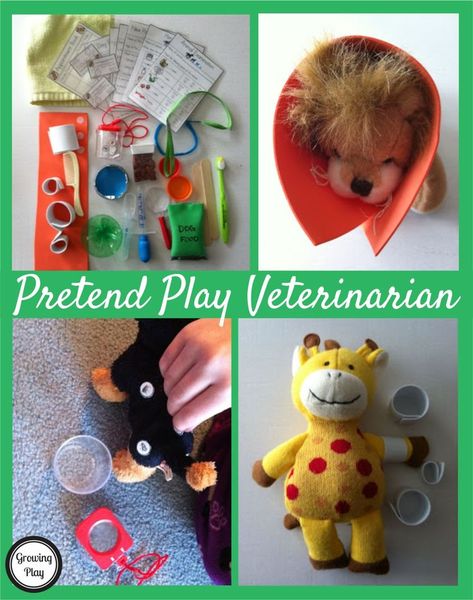 Play In The Classroom, Doctor Party, Dramatic Play Themes, Pets Preschool Theme, Role Play Areas, Pet Hospital, Dog Cone, Infant Classroom, Dramatic Play Preschool