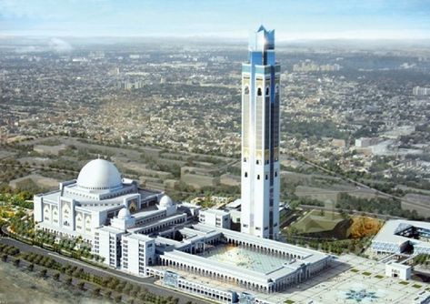 China builds Africa’s largest mosque worth $2 billion in Algeria - Face2Face Africa Sultan Qaboos Grand Mosque, Bahria Town Karachi, Mosque Design, Beautiful Mosques, Grand Mosque, Islamic World, Fire Station, House Architecture Design, Islamic Architecture