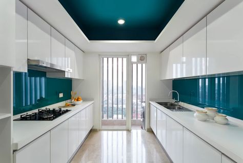 Kitchen modern kitchen by vcj designs modern | homify Ceiling Colour, Kitchen Ceiling Design, Pvc Ceiling Design, Simple Kitchen Design, Ceiling Design Ideas, Pop False Ceiling Design, Kitchen Design Color, House Ceiling Design, Pop Ceiling Design