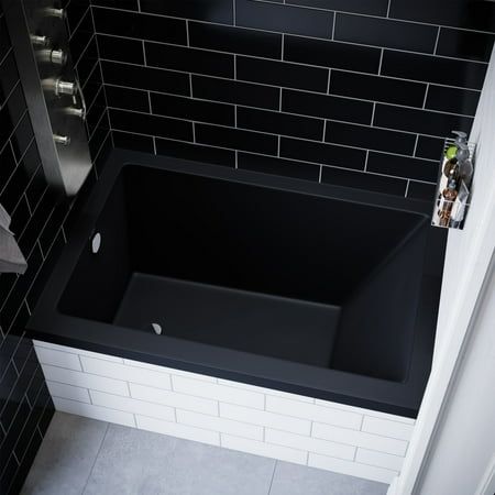 Embrace timeless elegance with the Voltaire collection, fusing classic charm with contemporary comfort. Elevate your bathroom into a serene sanctuary with our alcove bathtubs, offering both tranquility and sophistication in a comfortable setting. Offered in black with a matte finish. Color: Multicolor. Bathroom Remodel Plans, Black Bathtub, Black Tub, White Tub, Black Tiles, Camper Decor, Custom Tiles, Bathroom Design Luxury, Floor Drains