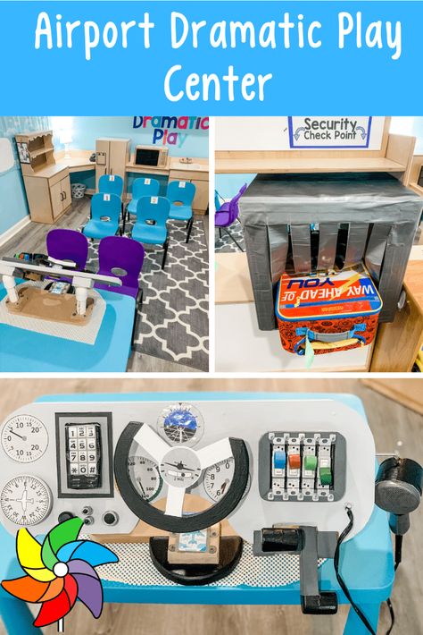 Transportation Pretend Play, Disney Dramatic Play Center, Travel Dramatic Play Preschool, Ideas For Dramatic Play Center, Airport Small World Play, Airport Activities For Preschool, Pilot Dramatic Play, Socio Dramatic Play Center Ideas, Pretend Play Classroom