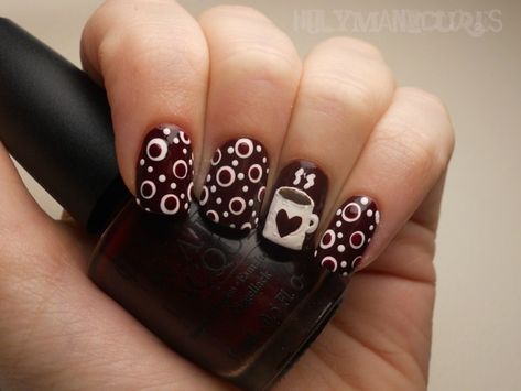 Holy Manicures: Hot Chocolate Nails. Manicure Inspiration, Seasonal Nails, New Nail Art, Winter Nail Designs, Nail Polish Designs, Beautiful Nail Art, Nail Art Inspiration, Fancy Nails, Valentines Nails