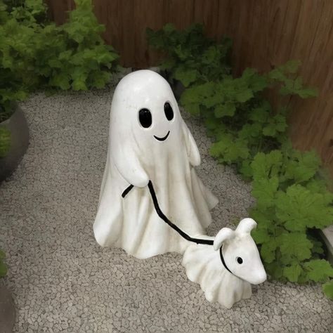 PRICES MAY VARY. Halloween Ghost Dog Walking Decoration: The Ghost Walking Dog Statue features an adorable ghost dog, meticulously handcrafted with attention to detail. Its blend of cuteness and spookiness makes it a delightful addition to any Halloween-themed decor, perfect for rustic, farmhouse, or cottage-style spaces, bookshelves, and displays. High-Quality Materials: Available in four sizes, this ghost dog statue is made from durable resin, ensuring it is both sturdy and resistant to wear. Outside Scary Halloween Decorations, Halloween Lawn Decorations Outdoor, Ghost With Lantern, Crafts Made By Dogs, Dollar General Ghost Bucket, Cheap Halloween Crafts For Adults, Business Halloween Decorations, Outdoor Halloween Decorations Cute, Cute Halloween Yard Decor