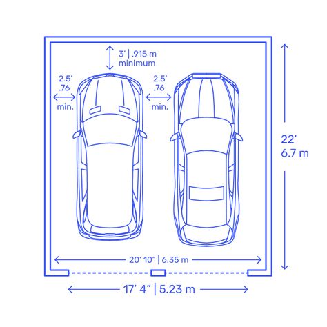 Garage Layouts Dimensions & Drawings | Dimensions.com Plan Garage, Carport Garage, Residential Garage, Garage Dimensions, Garage Plan, Two Car Garage, 2 Car Garage, Double Garage, Parking Design