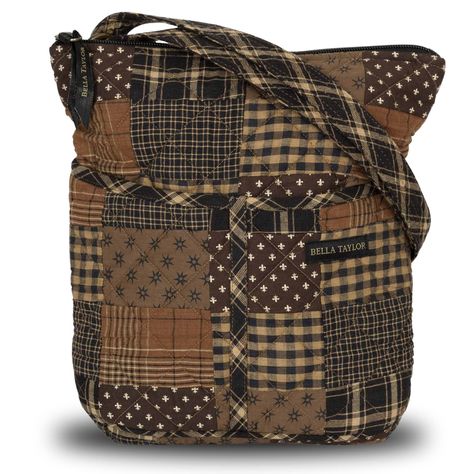 PRICES MAY VARY. COUNTRY AMERICANA PATCHWORK: Ironstone is our timeless palette of chestnut, khaki, dark chocolate, and black quilted cotton fabrics in plaids and stripes in a traditional American patchwork layout. MEDIUM SIZE CROSSBODY PURSE: At 8" wide, 11" high, and 1" deep, the Hipster is a “big enough yet small enough” cross body bag to carry everything you need without weighing you down. ADJUSTABLE STRAP: You choose how to carry the Hipster! With a shoulder drop ranging from 13" to 26", ca Hipster Bag, Stylish Purse, Americana Fashion, Quilted Handbags, Quilted Crossbody Bag, Vanity Case, Antique Table, Patchwork Bags, Large Shoulder Bags