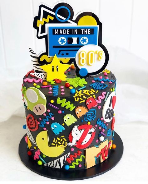 LittleBooTeekAU on Instagram: “Made in the 80’s 🙌. Love this by the fabulous @sprinkleandme 💕 . . . . #80s #cake #eighties #cooking #bake #baking #party #parties…” 80s Cake, Vintage Party Theme, 80s Birthday Parties, 40th Cake, 40th Birthday Cakes, Cartoon Cake, Baking Party, 80th Birthday Party, Themed Birthday Cakes