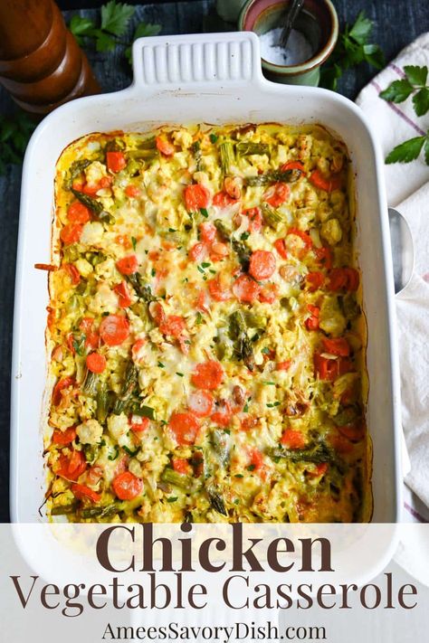 Chicken Vegetable Casserole Healthy, Chicken And Veggies Casserole, Chicken And Veggie Casserole Recipes, Chicken Vegetable Bake Recipes, Chicken Vegetable Bake, Chicken Vegetable Casserole Recipes, Chicken And Mixed Vegetable Recipes, Chicken And Veggie Casserole, Chicken Veggie Casserole