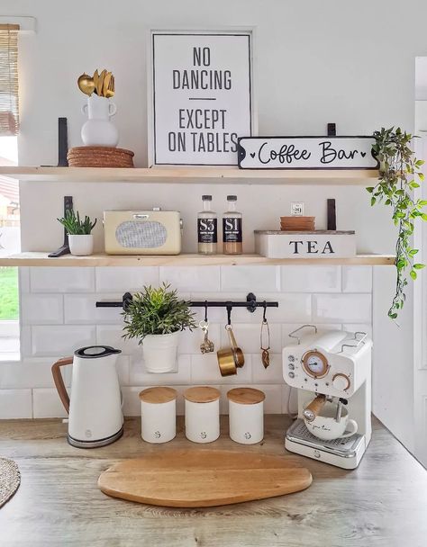 9 Spice Racks That Will Spark Joy - The Honeycomb Home Corner Coffee Bar Ideas, Kaffe Station, Corner Coffee Bar, Cute Kitchen Decor, Coffee Station Kitchen, Coin Café, Coffee Bar Station, Coffee Bar Ideas, Coffee Bar Design