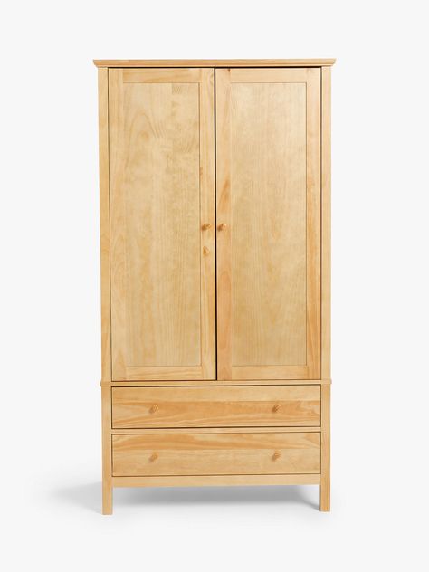 John Lewis & Partners Wilton 2 Door Wardrobe at John Lewis & Partners Double Wardrobe, Natural Furniture, 2 Door Wardrobe, Extra Storage Space, Hanging Rail, Door Furniture, Types Of Doors, Extra Storage, Solid Pine