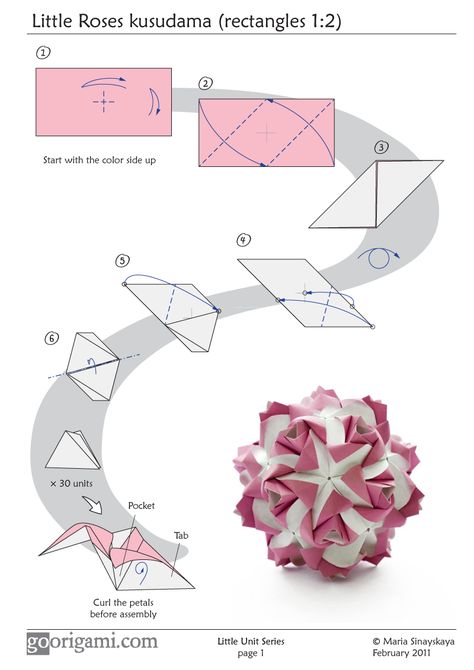 Origami Little Roses Kusudama: Don't think I have the patience but pretty cool! Kusudama Tutorial, Origami Kusudama, Origami Diagrams, Origami Ball, Origami Dragon, Origami For Beginners, Origami Love, Origami And Kirigami, Origami Rose