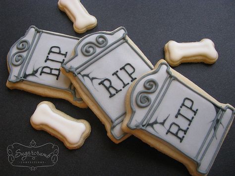 Halloween RIP cookies Grave Cookies Decorated, Rip Cookies Decorated, Tombstone Cookies Decorated, Bone Cookies Decorated, Rip Cookies, Gravestone Cookies, Tombstone Cookies, Bone Cookies, Cookie Halloween