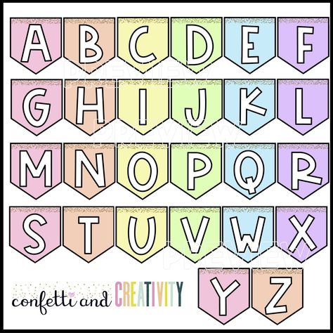 Pastel Alphabet Banner Pastel Alphabet Letters, Pastel Letters Printable, Pastel Classroom Theme, Fonts For Business, Pastel Banner, Pastel Classroom Decor, Pastel Classroom, Letters Template, Teaching Hacks