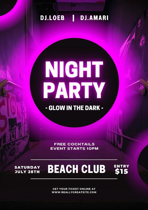 Contact for Pin Pink Glow Party, Announcement Poster, Advertisement Poster, Custom Flyers, Club Poster, Cocktail Event, Music Party, Glow Party, Online Posters