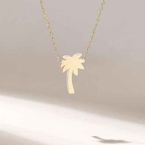 14k Solid Yellow Gold Diamond Pave Palm Tree Necklace: Nature-Inspired Tropical #diamondsnecklace #necklacediamond #thekaratstore #diamondpendantnecklace #diamondlooknecklace K Necklace, Palm Tree Necklace, Tree Necklace, Diamond Pendant Necklace, Solid Yellow, Pave Diamonds, Palm Tree, Nature Inspired, Palm Trees