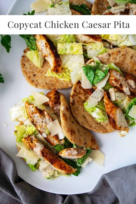 Looking for an easy chicken recipe? These Chicken Caesar Pitas are amazing! #chickenrecipes #chickenbreastrecipes #chickenrecipeseasy #chickenrecipeshealthy #chickenrecipesfordinner #chickencaesar Chicken Caesar Pita, Chicken Pita Recipes, Pita Recipe, Pita Recipes, Easy Chicken Recipe, Chicken Pita, Chicken With Italian Seasoning, Night Recipes, Favorite Recipes Chicken