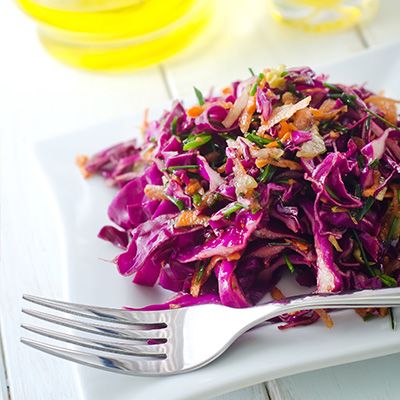 Red Cabbage and Raclette Salad with Walnut Vinaigrette Korean Cabbage Salad, Korean Cabbage, Dr Fuhrman Recipes, Red Cabbage With Apples, Dr Oz Recipes, Cabbage Salad Recipe, Cabbage Salad Recipes, Purple Cabbage, Cabbage Salad