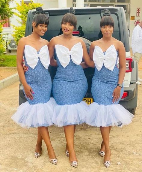 Short African Bridesmaid Dresses. - Gist94 Sesotho Traditional Dresses, Shweshwe Wedding Dresses, Bridesmaid Dresses 2023, African Bridesmaids, South African Traditional Dresses, Cornrows Braids For Black Women, Bridesmaids Jumpsuits, African Bridesmaid Dresses, African Traditional Wedding Dress