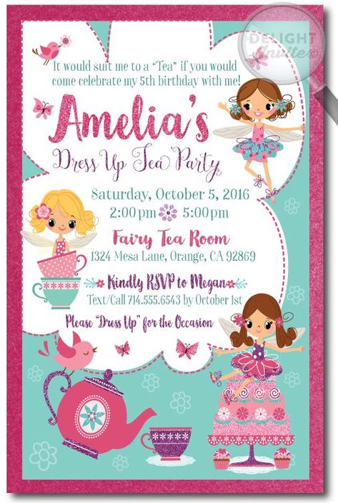 How To Organise A High Tea Birthday Party Fairy Tea Party Birthday, Tea Party Birthday Invitations, High Tea Birthday Party, Fairy Tea Party, Fairy Tea Parties, Stay At Home Mum, Princess Tea Party, Tea Party Invitations, Tea Party Theme