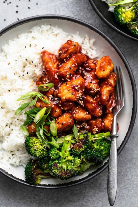 Chicken With White Rice, Easy Sesame Chicken, Parmesan Potato Wedges, Bacon Corn, Rice Broccoli, Chicken Recipes For Two, Garlic Parmesan Potatoes, Rice Healthy, Sesame Chicken Recipe