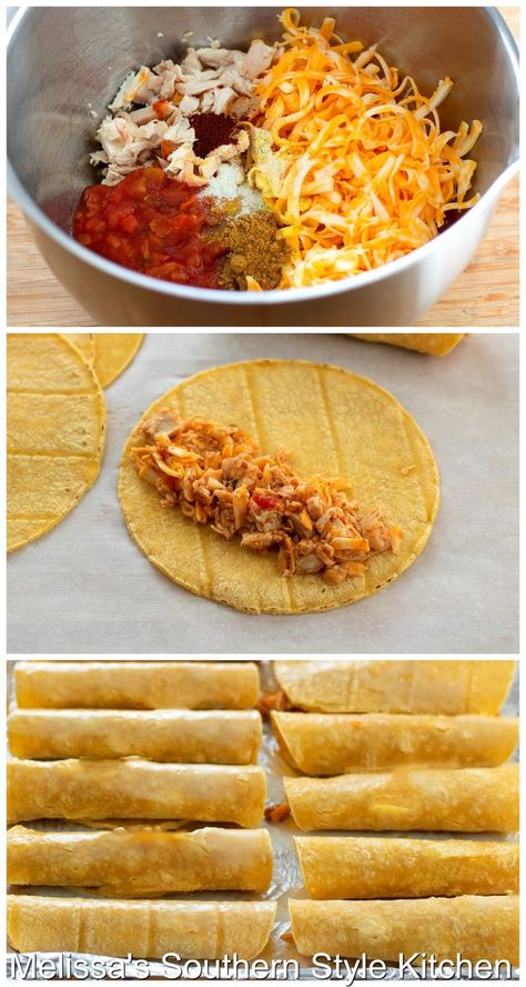 These delicious Baked Chicken Taquitos are so simple, to make they're certain to become a regular on your dinner menu #chickentaquitos #easychickenrecipes #mexicanfood #easytaquitos #taquitos #chicken #healthy #southernfood #southernrecipes Taquitos Chicken, Taquito Recipe, Baked Chicken Taquitos, Taquitos Recipe, Leftover Food, Mexican Dish, Chicken Taquitos, Chicken Healthy, Food Mexican