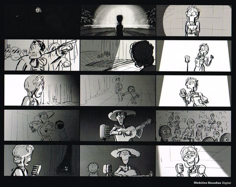 Pixar's Coco Storyboards Disney Storyboard, Storyboard Examples, Animation Sketches, Art Animation, Disney Concept Art, Animation Reference, Dad Daughter, Pixar, Concept Art