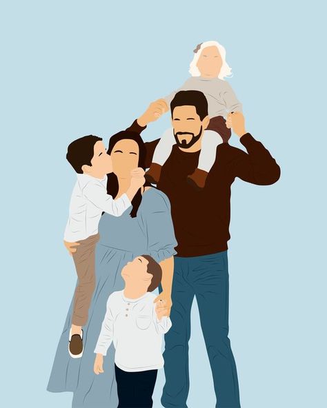 Faceless Portrait Custom, Custom Portrait Gift, Cartoon Portrait From Photo, Digital Drawings and İllustrations, Drawing from Photo #minimalistart #facelessportrait #personalisedportrait #minimalistdrawing #birthdaygiftideas Cartoon Family Portrait, Faceless Illustration, Cartoon Family, Faceless Portrait, Illustration Cartoon, Digital Portrait, Family Portrait, Pet Portrait, Father's Day