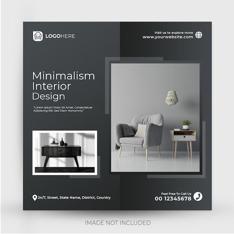 Simple Instagram Design, Interior Design Catalogue Layout, Interior Social Media Design, Interior Design Advertising Poster, Interior Banner Design, Interior Design Instagram Post Ideas, Minimal Banner Design, Interior Design Ads, Interior Ads