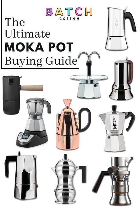 Discover the perfect stovetop espresso maker here. Advice on what you need to look for when buying a Moka pot. 10 different types of stovetop coffee makers are listed. The Bialetti Moka Express is a classic and was the original stovetop invented in Italy. Alessi is a popular Moka pot brand that unify style and function to create unique coffee makers. Delonghi and Stelton also make the top 10 list. Bialetti Moka Pot, Moka Pot Aesthetic, Moka Pot Recipes, Espresso Maker Stovetop, Stove Top Espresso Maker, Coffee Moka Pot, Unique Coffee Maker, Nescafe Cappuccino, Stovetop Espresso Maker