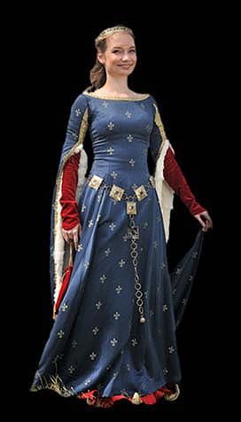 Blue And Red Medieval Dress, Costume Ideas Women For Work, Moda Medieval, Costume Ideas Women, Medieval Gown, Medieval Garb, Medieval Clothes, Medieval Costume, Period Outfit