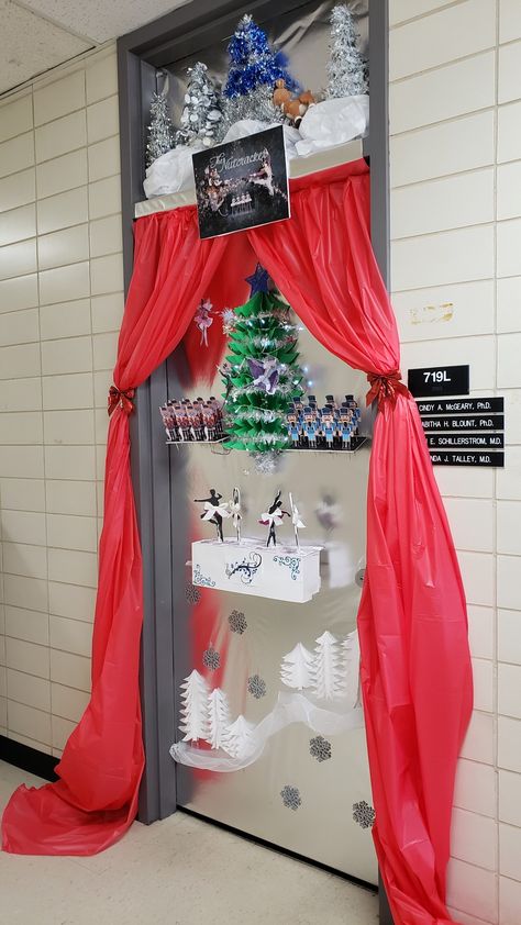 Nutcracker Door Decor, Nutcracker Christmas Office Decor, The Nutcracker Door Decorations For School, Nutcracker Christmas Door Decorating Contest, Nutcracker School Hallway Decorations, Nutcracker Christmas Door Decorations, Nutcracker Ballet Door Decorations, Nutcracker Classroom Door Ideas, Nutcracker Door Decorations Classroom