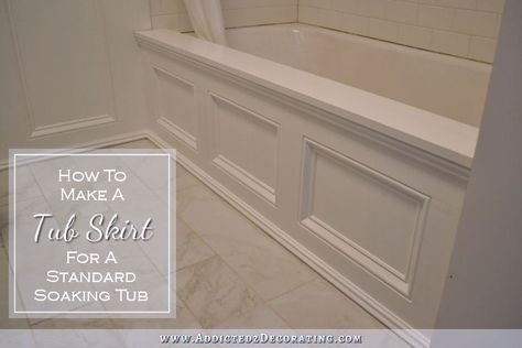 DIY Tub Skirt (Decorative Side Panel) For A Standard Apron-Side Soaking Tub Diy Tub Skirt, Tub Skirt, Diy Tub, Makeover Kamar Mandi, Bad Inspiration, Tub Surround, Diy Bathroom Remodel, Bathroom Redo, Tile Flooring