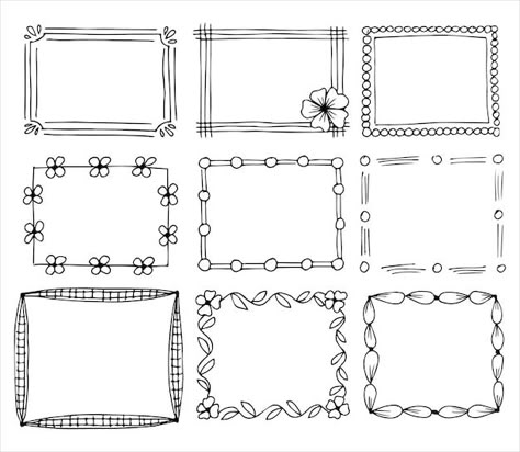 Free Vector | Decorative ornamental frames collection Simple Frames And Borders, Simple Border Designs For Portfolio, Drawing Borders Frames, Frame Sketch Drawings, Frames Ideas Drawing, Homework Design Ideas, Frame Border Design Aesthetic, Cute Border Designs For Projects, Aesthetic Border Designs