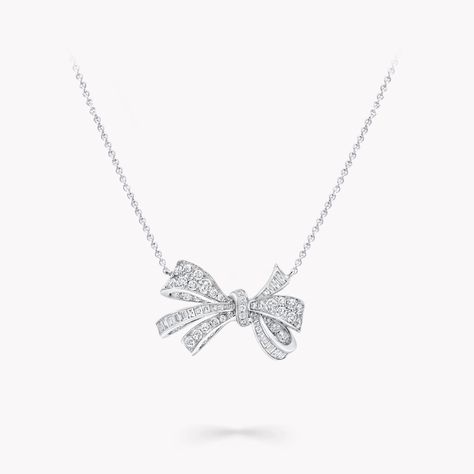 Discover the minimalist and elegant diamond Bow pendant from the Bow jewellery collection at Graff. Enter a world of perfection and beauty. Graff Jewellery, Graff Jewelry, Diamond Drop Pendant, Classic Diamond Ring, Round Diamond Pendant, Diamond Drop Necklace, Bow Pendant, Diamond Pendants Designs, Diamond Bows