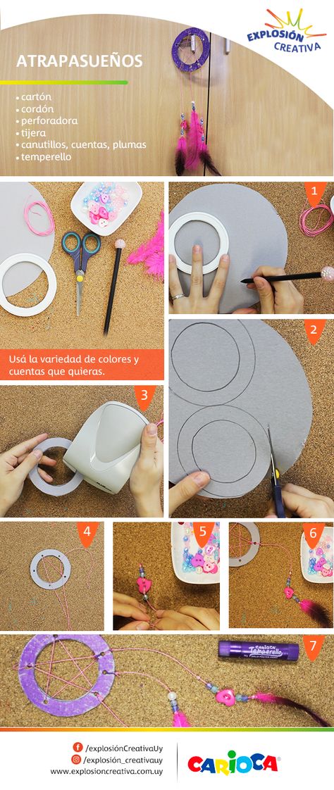 Dejá volar tu creatividad con este fácil atrapasueños de cartón. ¡Te invitamos a hacer uno!  #Atrapasueños #Temperello #Carioca #ExplosiónCreativaUy Atrapasueños Diy, Dreamcatchers, Dream Catcher, Activities For Kids, Birthday