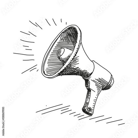 Stock Image: Megaphone Megaphone Drawing, Ice Cream Illustration, Adobe Stock, Stock Vector, Stock Images, Humanoid Sketch, Drawings, Art