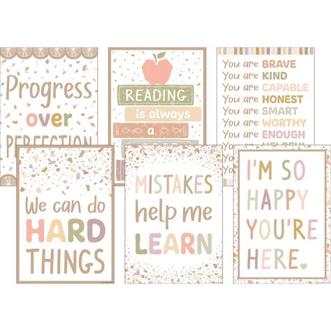 Teacher Created Resources® Terrazzo Tones Positive Poster, Set of 6 | Inspire and motivate kids of all ages. Brightens any classroom! Measures 13-3/8" x 19". Set comes with 6 posters. Teacher Styles, Classroom Decor Boho, Classroom Aesthetic, Boho Classroom, Classroom Idea, Zen Den, Room Theme, Teacher Discounts, Teacher Created Resources