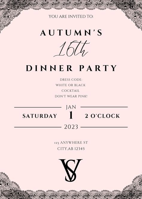 Birthday Dress Code Ideas, Sweet Sixteen Party Dresses, Dress Code Birthday Party, Party Dress Codes, Birthday Dinner Invitation, Dinner Party Dress, Sweet Sixteen Dresses, Birthday Dinner Party, 21 Birthday