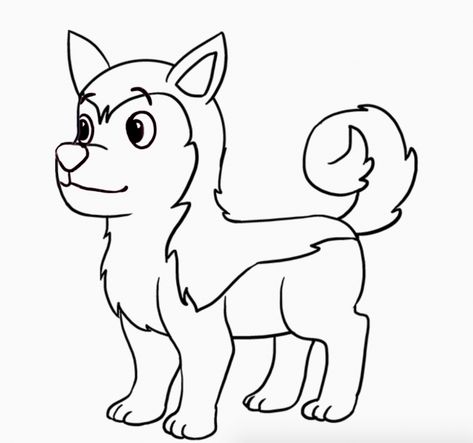 Learn how to draw a cute Siberian Husky dog Line Drawing Dog, Cute Siberian Husky, Husky Drawing, Dog Drawing Simple, Husky Breeds, Easy Animal Drawings, Paint Rocks, Draw Animals, Cute Husky