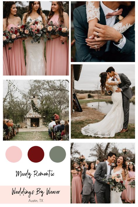 Sage Blush Pink Wedding, Fall Wedding Pink And Green, Sage Green Pink Wedding Theme, Sage Green And Rusty Pink Wedding, Blush Burgundy Green Wedding, Red Blush Green Wedding, Sage Green And Red Wedding Theme, Cinnamon Rose And Olive Green Wedding, Wine Red And Blush Pink Wedding