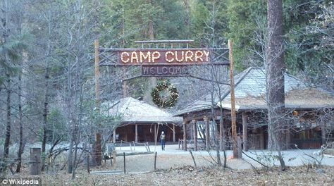 Camp Curry and Curry Village Camp Entrance, Dream Cabin, Entry Signs, Camping Signs, Signage System, Entrance Sign, Yosemite Valley, 20 Century, Yosemite National