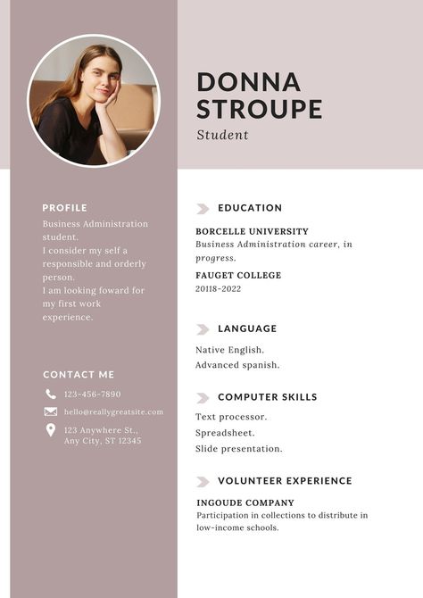 White simple student cv resume - Templates by Canva Cv For Students, Student Cv, Photo Cv, Best Cv Template, Good Cv, Cv Design Template, Minimalist Resume Template, Editable Resume, Cv Template Professional