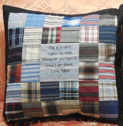 Personalized Necktie memorial bereavement gift made in loving | Etsy Remembrance Quilts, Memory Pillow From Shirt, Memory Clothes, Memory Shirt, Memory Items, Reuse Old Clothes, Necktie Quilt, Tie Pillows, Shirt Patchwork