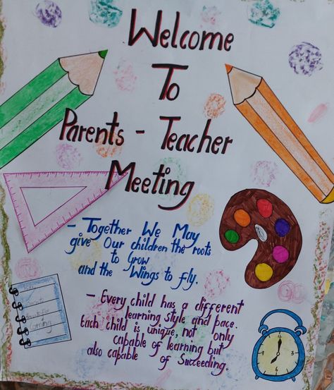 Welcome To Parents Teachers Meeting Board Decoration, Beautiful Charts For School, Ptm Quotes For Parents, Parents Meeting Ideas, Ptm Chart For School, Parents Teacher Meeting Decoration Ideas, Parents Teacher Meeting Quotes, Parents Teacher Meeting Board Decoration, Teachers Day Bulletin Board Ideas