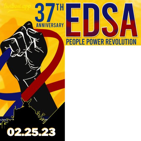 37th Anniversary Twibbon Remembering The EDSA (Epifanio de los Santos Avenue) People Power Revolution in Philippines – february 25 yellow revolution holiday greetings poster frame background HD – Images Framer twibbonize template twibbon app Edsa Revolution, People Power Revolution, Greeting Poster, Background Hd, Frame Background, Power To The People, Holiday Greetings, Hd Images, Poster Frame