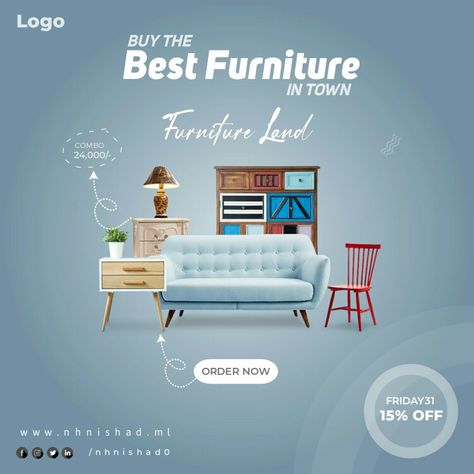 Furniture Shop Poster for Social Media Social Media Design For Furniture, Furniture Social Media Post Design Ideas, Furniture Graphic Design Social Media, Furniture Ads Social Media, Furniture Poster Design Advertising, Furniture Social Media Design, Furniture Advertising Design, Furniture Creative Ads, Interior Design Social Media Posts