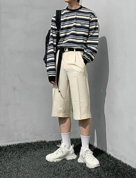 Shorts Male Outfit, Male Outfits Shorts, Trendy Boy Outfits, Mens Casual Dress Outfits, Mens Outfit Inspiration, Mens Fashion Streetwear, Stylish Mens Outfits, Mens Casual Dress, Simple Trendy Outfits