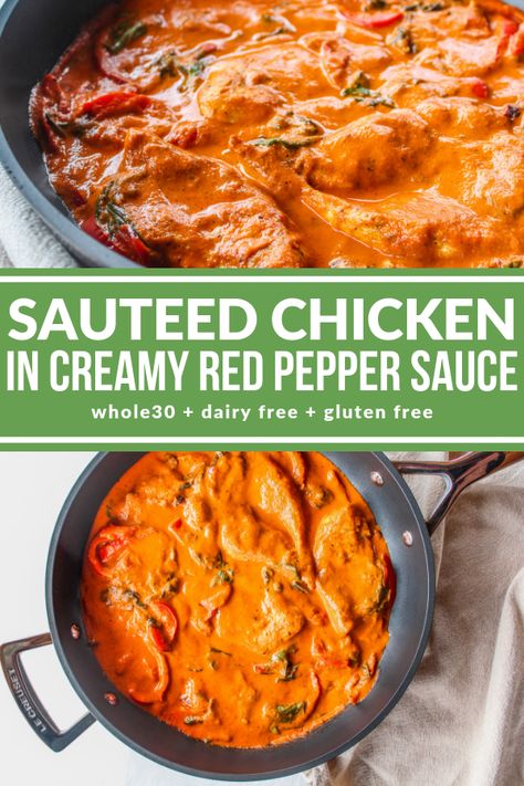 Dairy Free Roasted Red Pepper Sauce, Chicken With Creamy Pepper Sauce, Roasted Red Pepper And Chicken Recipes, Keto Red Pepper Recipes, Creamy Red Pepper Chicken, Creamy Roasted Red Pepper Chicken, Chicken Recipes With Roasted Red Peppers, Roasted Red Pepper Sauce Chicken, Roasted Pepper Chicken